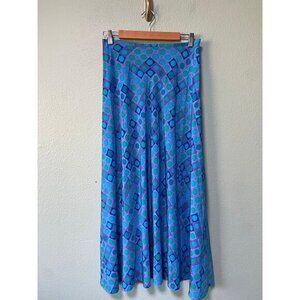Vintage Cross Canyon Women’s Blue Pattern Midi Skirt‎ Size Large
